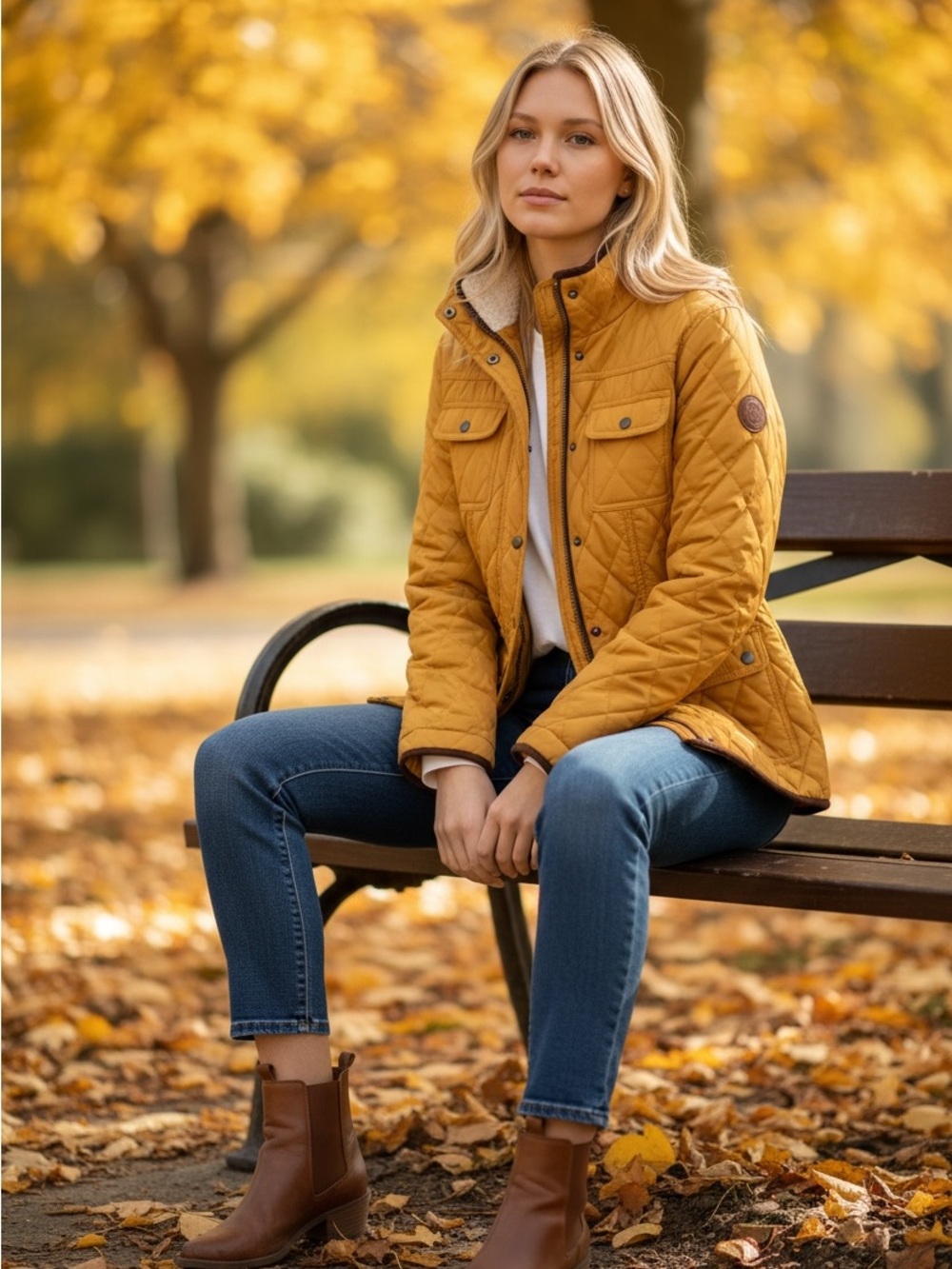 Lauren Ralph Lauren Quilted Mustard Utility Jacket